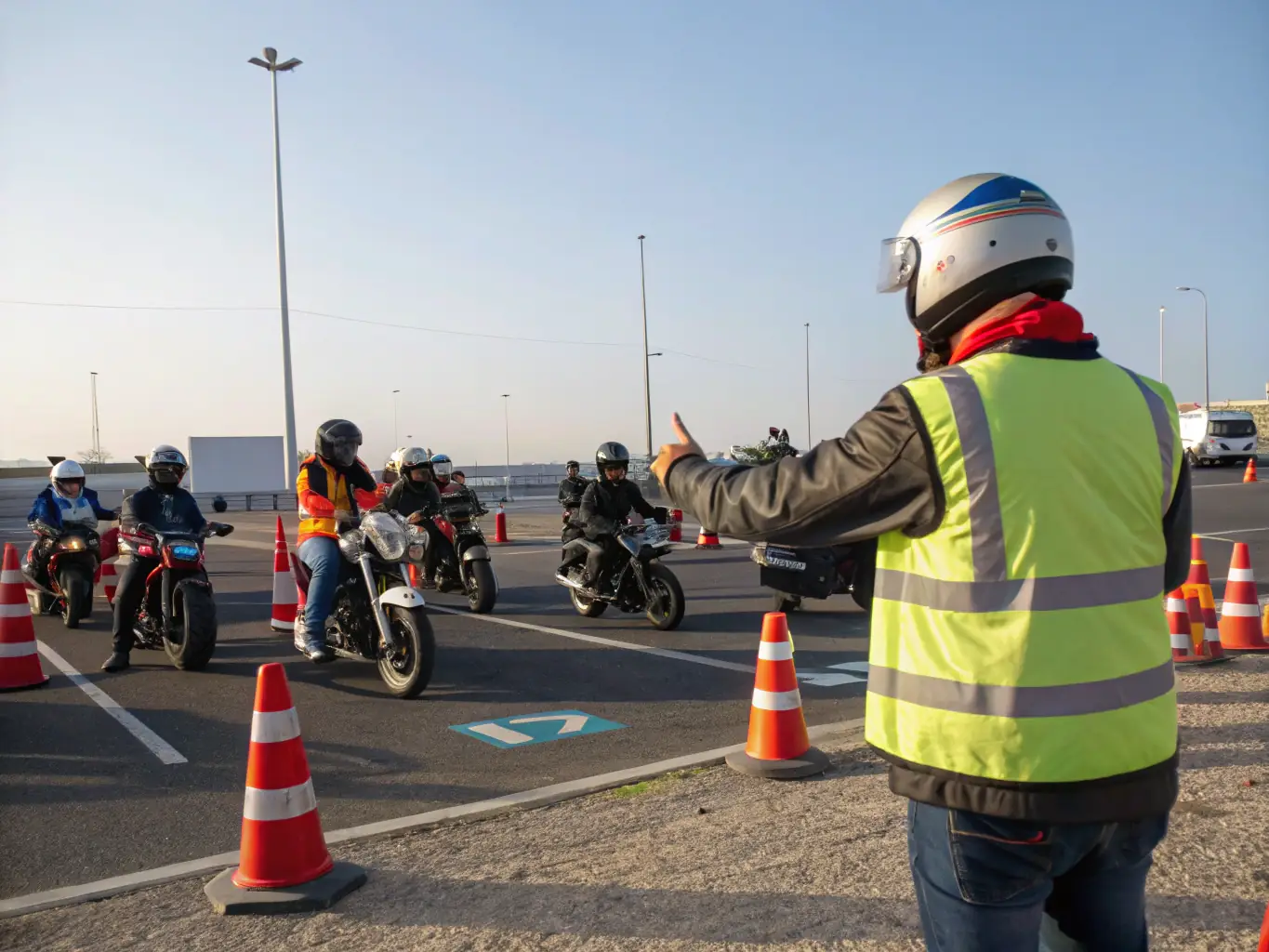An image of a cycling safety workshop, with instructors demonstrating proper techniques and participants actively engaged in learning.